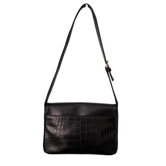Nine West Elegant Black Faux Crocodile-Embossed Pattern Shoulder Bag in One Size - Picture 3 of 13